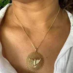 Colar Divino Espirito Santo - Banhado Ouro 18K