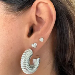 Brinco Coração Liso Pequeno (2º ou 3º  Furo) - Prata 925