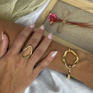 Bracelete Orgânico - Banhado a Ouro 18K