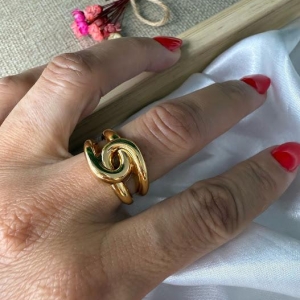 Anel Entrelaçado Liso Regulável - Banho em Verniz Italiano