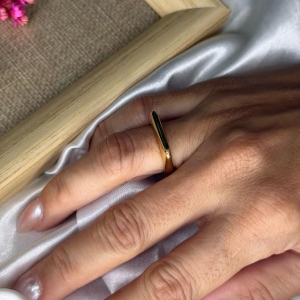 Anel Quadrado Liso  Ajustável - Banhado no Verniz Italiano