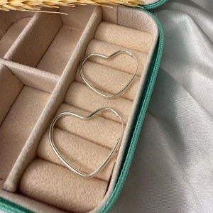 Brinco de Argola Coração Liso - Prata 925