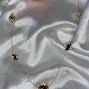 Colar Longo Trevo Textura 70cm - Banhado a Ouro 18K