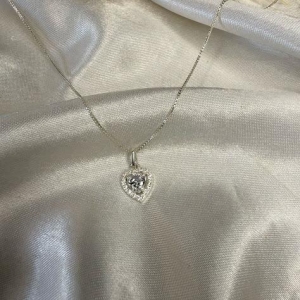 Colar Pingente Coração Cravejado Zircônias Delicado - Prata925