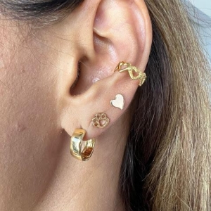 Piercig Fake de Corações - Banhado a Ouro 18K