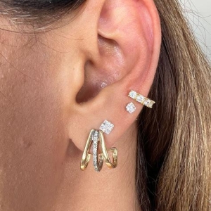 Piercing Fake com CRavejado Zircônias - Banhado a Ouro 18K