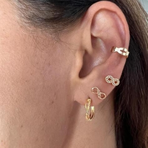 Piercing Fake Infinito Larguinho - Banhado a Ouro 18K