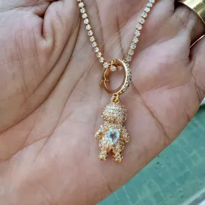 Pingente Linha Filhos Cravejado Menino  - Banhado a Ouro 18K