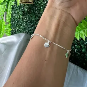 Pulseira Corações Pendurados - Prata 925