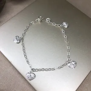 Pulseira Pingente de Coração Espírito Santo - Prata 925