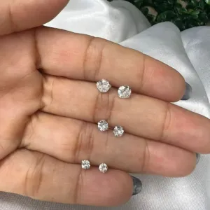 Trio de Brinco Ponto de Luz Redondo Zircônias - Prata 925