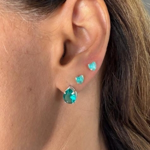 Brinco Gota Verde Turmalina - Prata 925