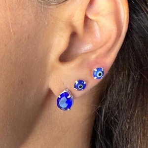 Brinco Olho Grego Pequeno para 2º ou  3º Furo - PRATA 925