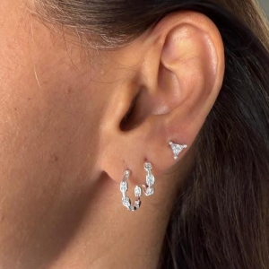 Duplinha de Argolas com Ponto de Luz - Prata 925