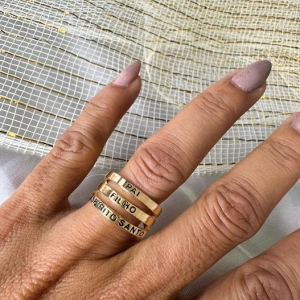 Anel Santíssima Trindade Pai, Filho e Espírito Santo - Banhado em Ouro 18K