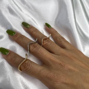 Anel Triplo Cravejado e 3 Banhos Dourado, Prateado e Rosê