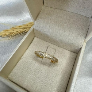 Anel Aparador Cravejado Microzircônias - Banhado a Ouro 18K