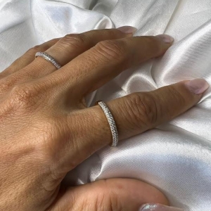 Anel Aparador 2 Fileiras Cravejadas - Banhado a Ouro 18K