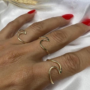Anel Onda do Mar (und) - Banhado a Ouro 18K