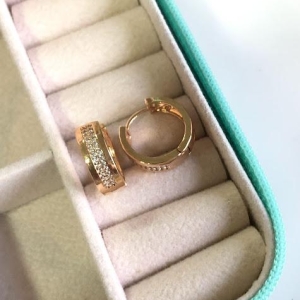 Brinco Argola 2 Fileiras de Zircônias - Banhado a Ouro 18K