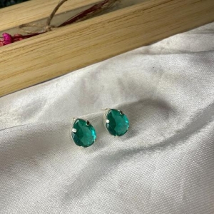 Brinco Gota Verde Turmalina - Prata 925