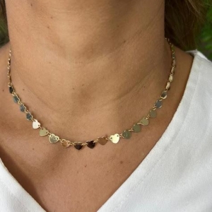 Choker Plaquinhas Coração - Banhado a Ouro 18K