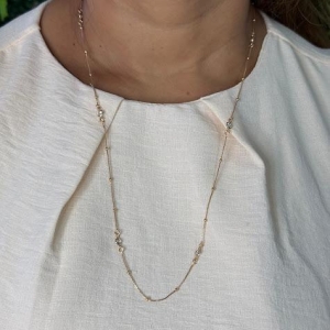 Colar Longo com Ponto de Luz Zircônias -