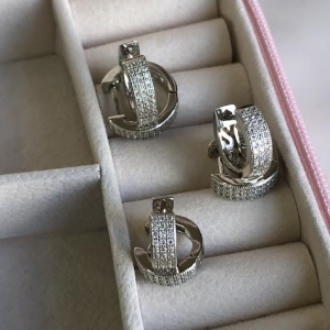 Trio de Argolinhas Cravejadas - Banho em Ródio