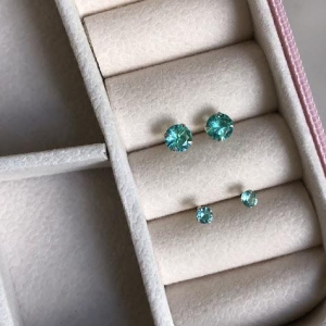 Brinco Zircônia Redonda Verde Turmalina 5mm - Prata 925