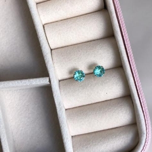 Brinco Zircônia Redonda Verde Turmalina 5mm - Prata 925