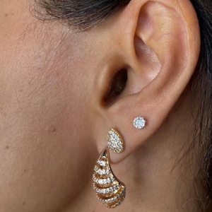 Brinco Gota Cravejada - Banhado em Ouro 18K