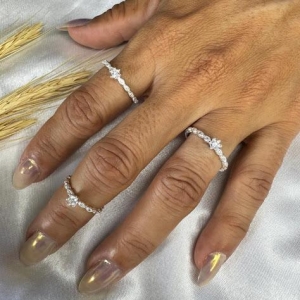 Anel Solitário Aro Trabalhado Cravejado Zircônias - Prata925