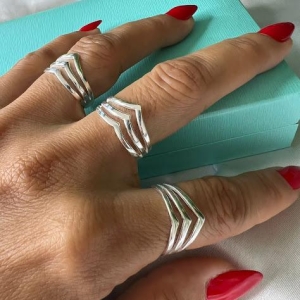 Anel 3 Fios em V (Und) - Prata 925