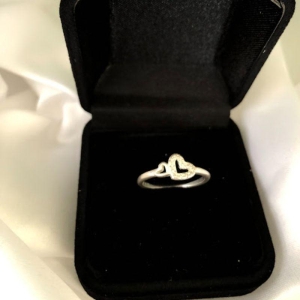 Anel Dois Corações Cravejado - Prata 925