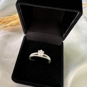 Anel Solitário Aro Duplo Fino - Prata 925