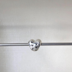 Berloque Separador Coração Patinhas de Pet - Prata 925