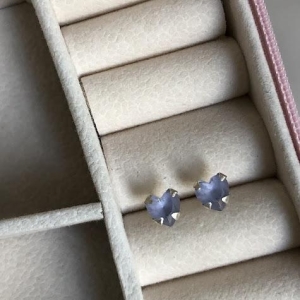 Brinco Coração Zircônia Lilás 6mm - Prata 925