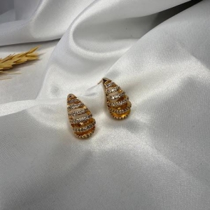 Brinco Gota Cravejada - Banhado em Ouro 18K