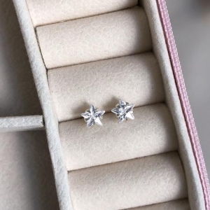 Brinco Zircônia Estrela 6mm - Prata 925