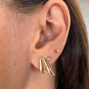Brinco Desenho Gota Duplo Liso - Banhado a Ouro 18K