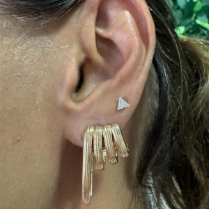 Brinco Ear Cuff 4 Fios Textura - Banhado a Ouro 18K