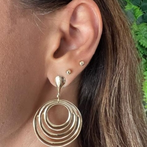 Brinco Grande Círculos  - Banhado a Ouro 18K
