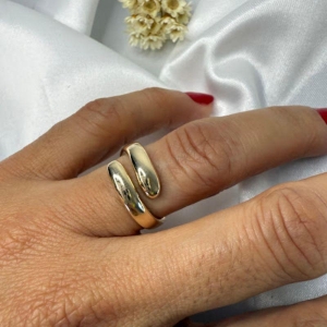 Anel 2 Fios Cruzados - Banhado a Ouro 18k