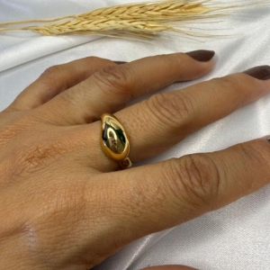 Anel Formato Gota Dourado - Banhado a Ouro 18k