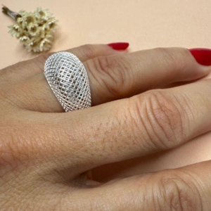 Anel Maxi Trama Vazada - Prata 925