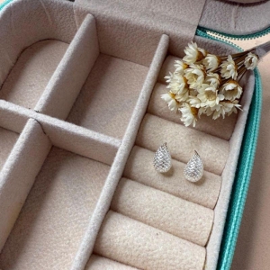 Brinco Gota P Renda Italiana - Prata 925