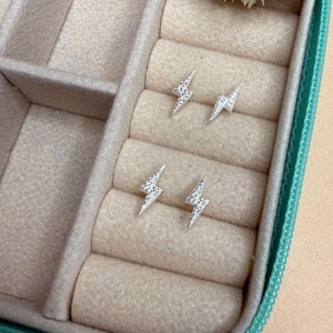 Brinco Raio Cravejado P (und)- Prata 925