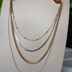 Colar Mix com 4 Correntes - Banhado a Ouro 18k e Ródio