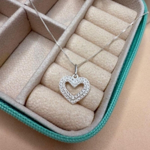 Pingente de Coração Cravejado Zircônias - Prata 925