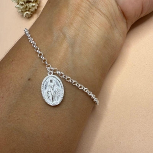 Pulseira Medalhinha de Nossa Senhora Das Graças - Prata 925